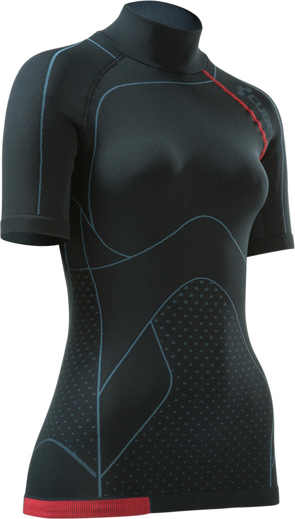 CUBE Wls Baselayer Cold S/S Blackline Blk/Gry/Red