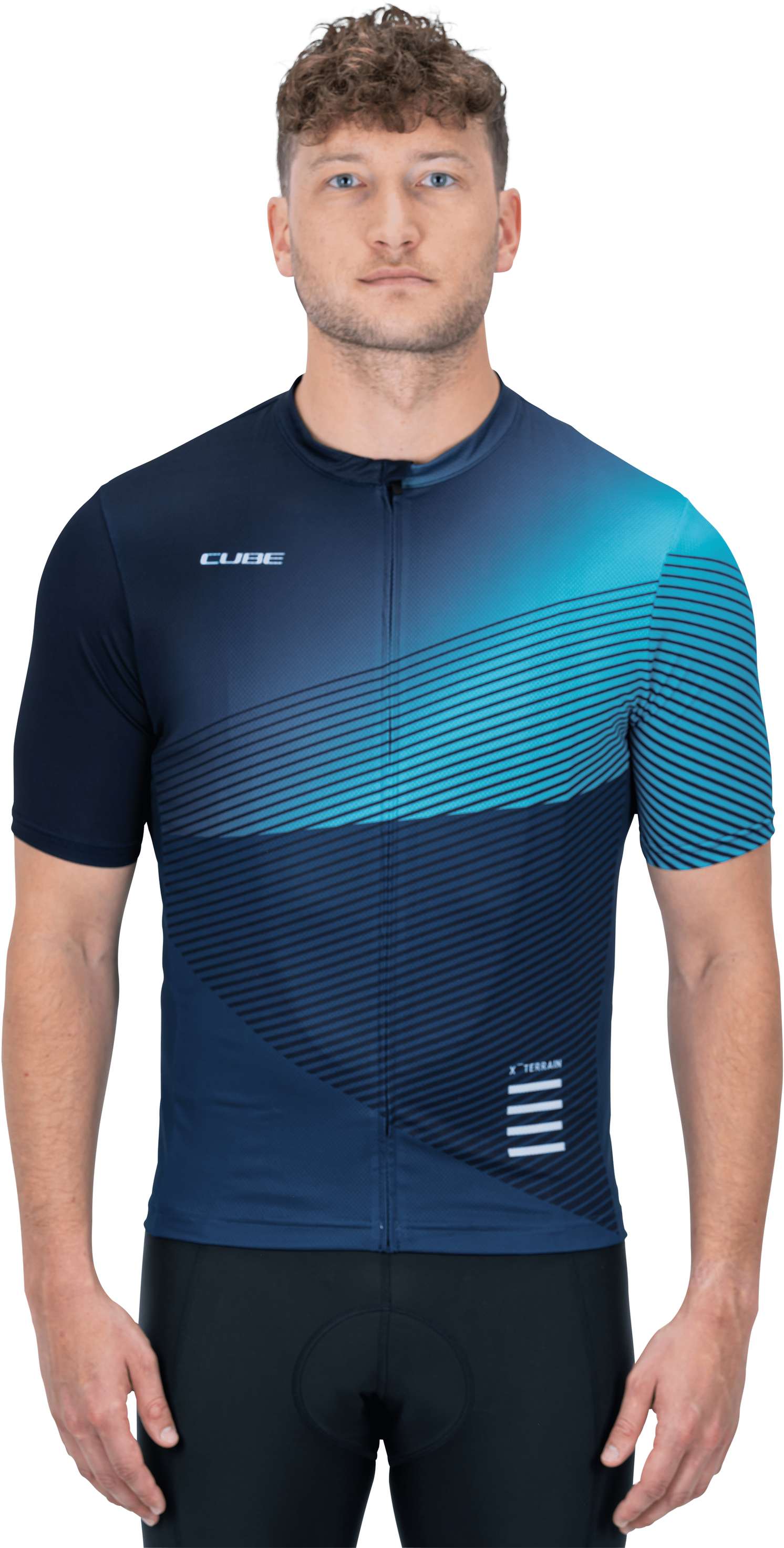 CUBE Atx Jersey Full Zip S/S Blue