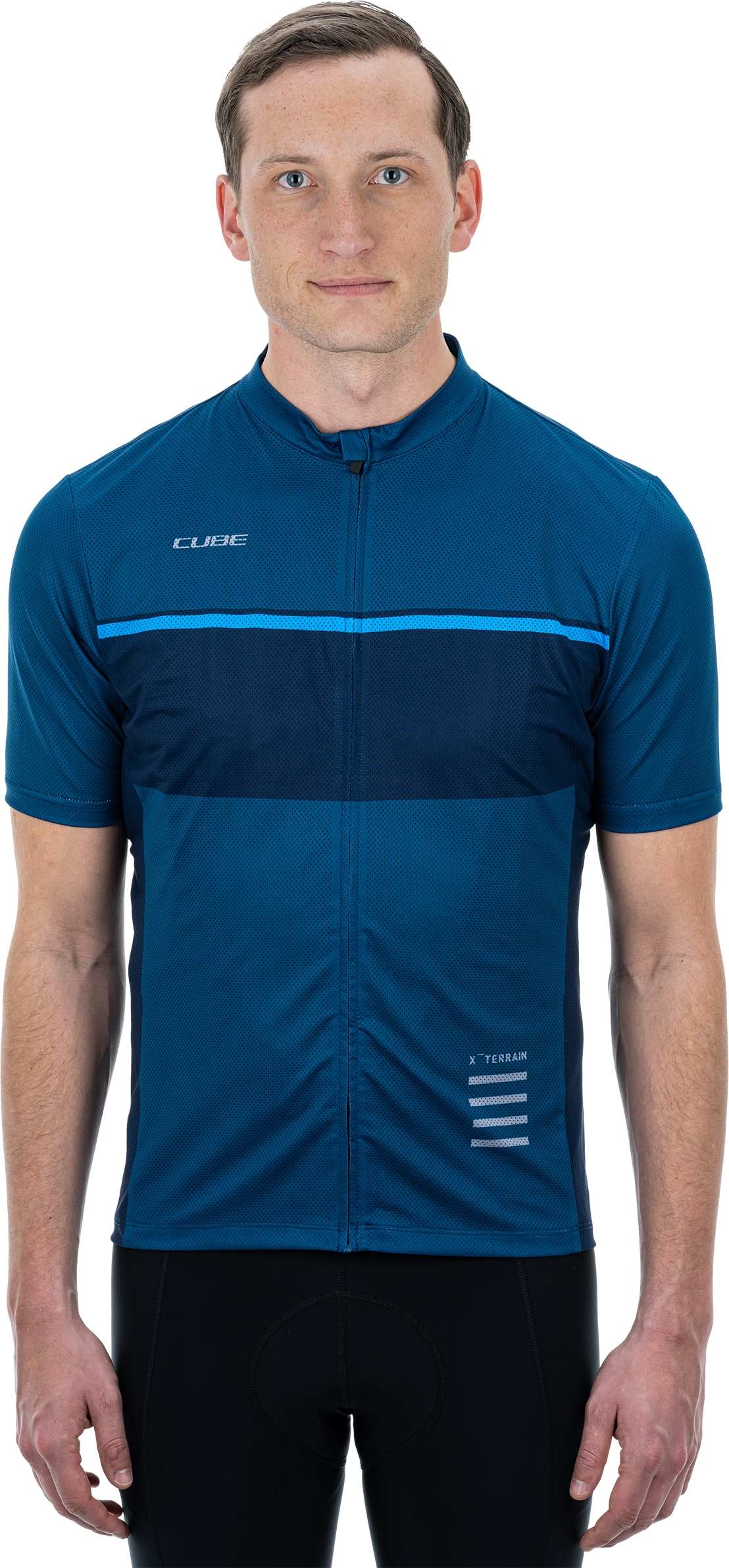 CUBE Atx Jersey Full Zip S/S Blue
