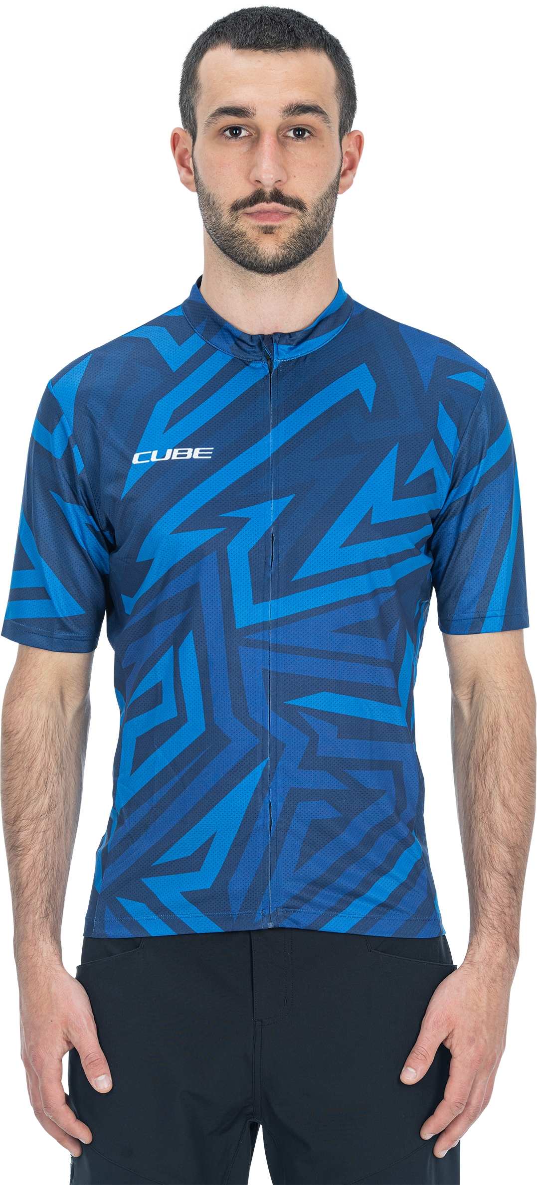 CUBE Atx Jersey Full Zip Cmpt S/S Blue