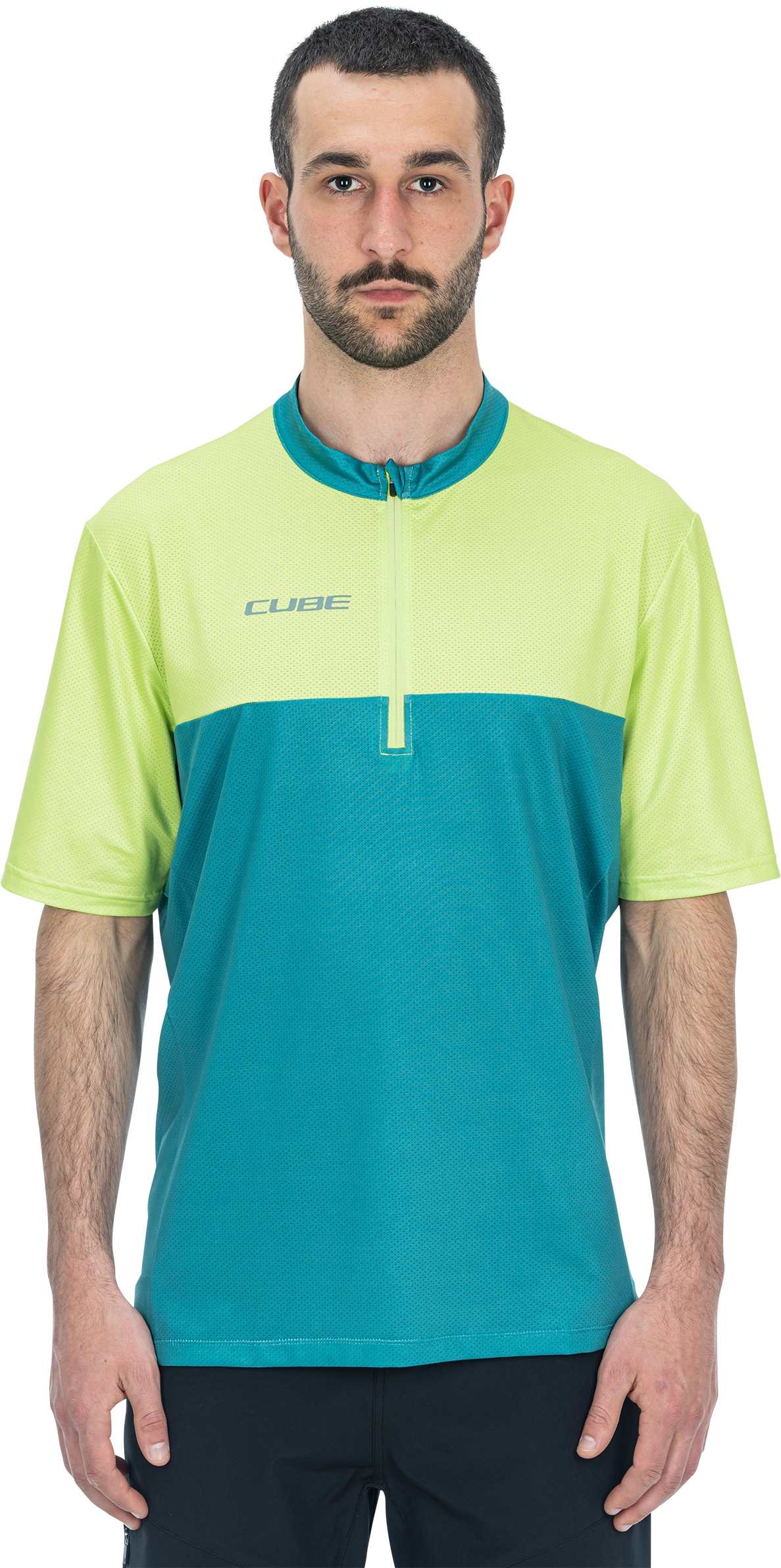 CUBE Atx Jersey Half Zip Cmpt S/S Green/Lime