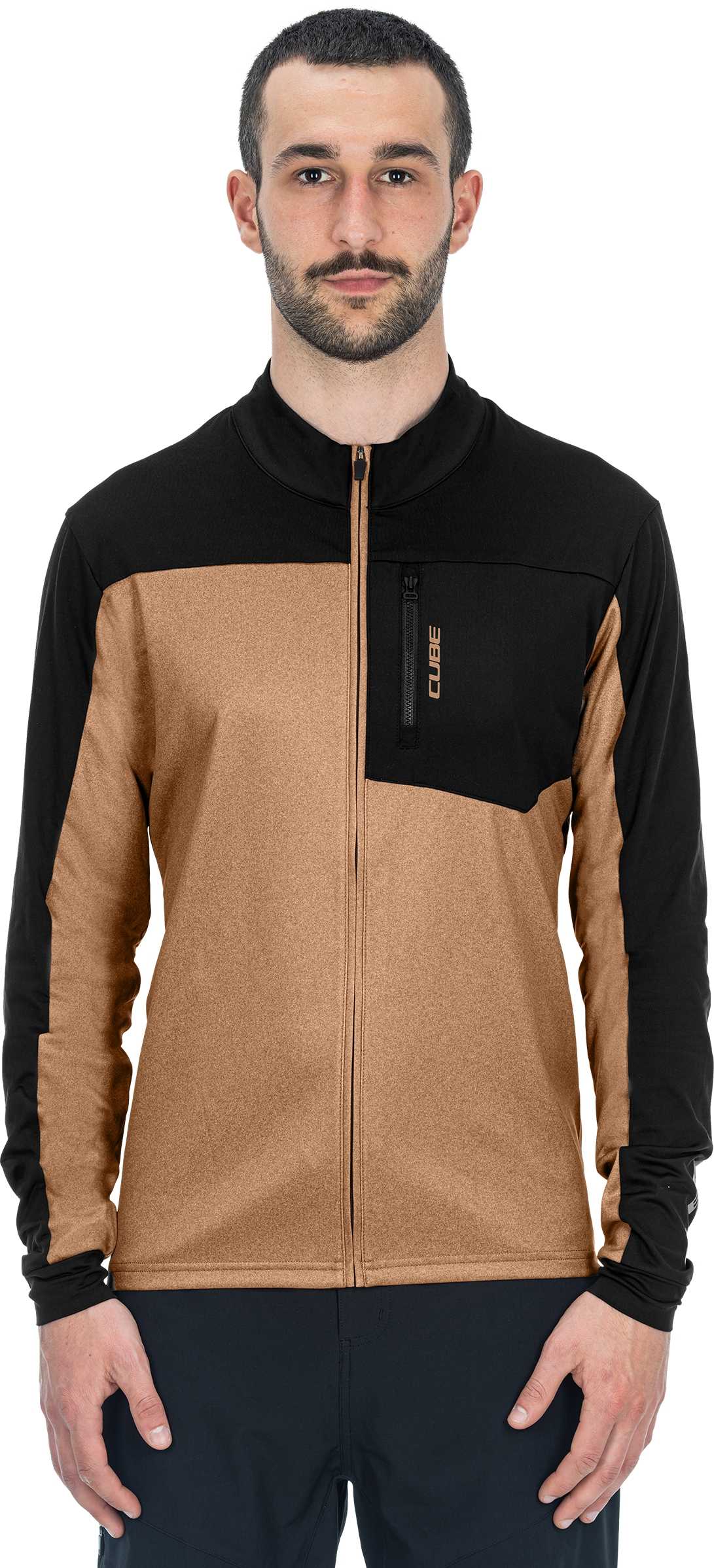 CUBE ATX FULL ZIP JERSEY CMPT L/S BROWN/BLACK