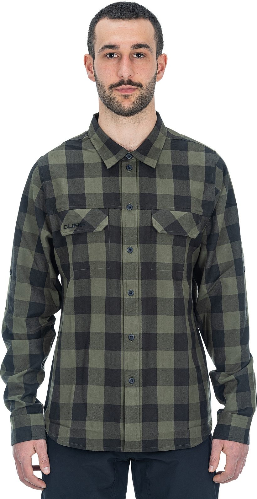 CUBE WORK SHIRT L/S OLIVE CHECK