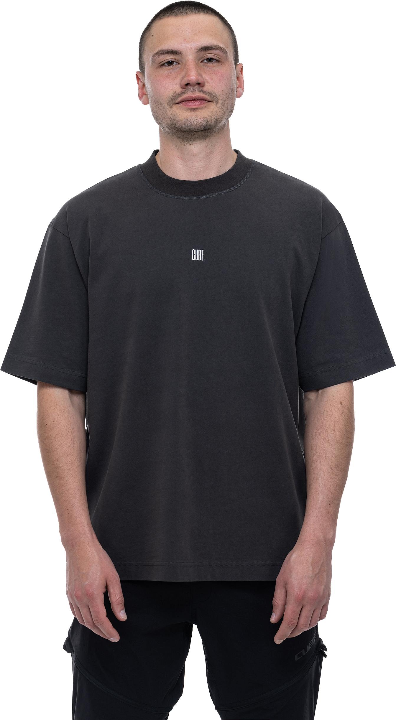 CUBE ORGANIC T-SHIRT LOGO DROPSHOULDER ANTHRACITE