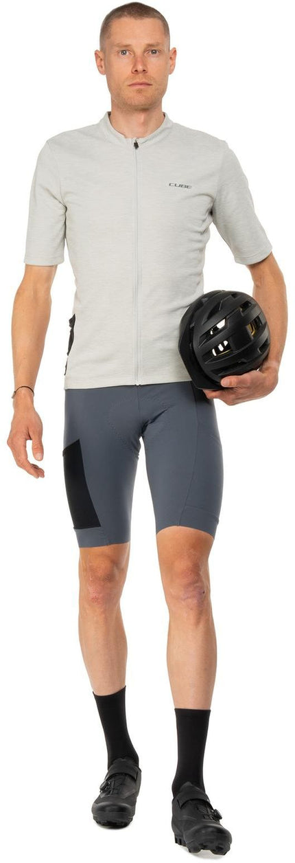 CUBE GRAVEL JERSEY FULL ZIP CARGO S/S LIGHT GREY