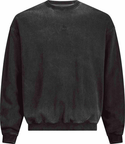 CUBE ORGANIC SWEATER SCRIPT GTY FIT WASHED GREY