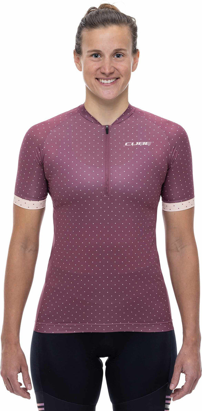 Cube Atx WS Jersey Half Zip Cmpt S/S Berry