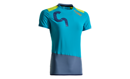 CUBE Am WS Round-Neck Jersey S/S Blue/Taupe/Lime