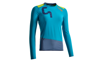 CUBE Am WS Round-Neck Jersey L/S Blue/Taupe/Lime