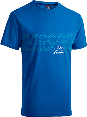 CUBE Junior T-Shirt Bike Stripes Blue/White