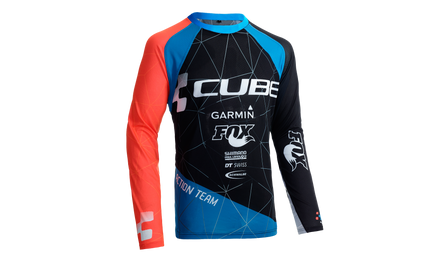 CUBE Action Round-Neck Jersey Team L/S Blk/Blu/Red