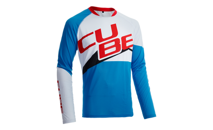 CUBE Action Round-Neck Jersey Pilot L/S Wh/Blu/Red