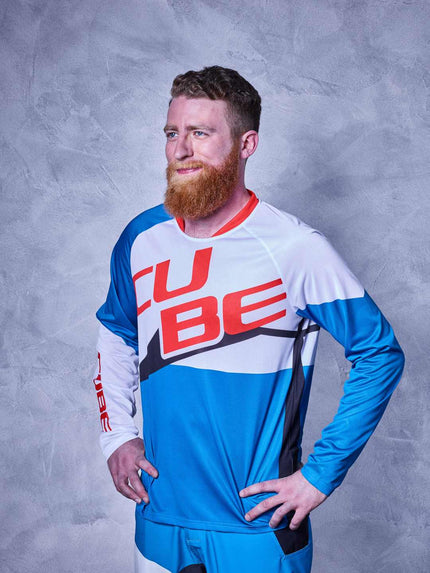 CUBE Action Round-Neck Jersey Pilot L/S Wh/Blu/Red