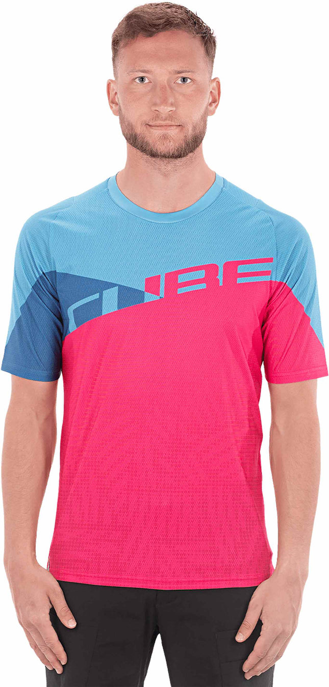 CUBE Edge Round Neck Jersey S/S Blue/Pink