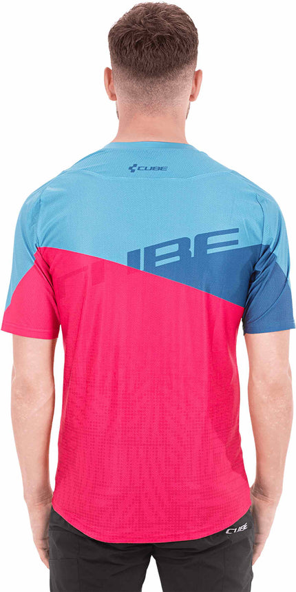 CUBE Edge Round Neck Jersey S/S Blue/Pink