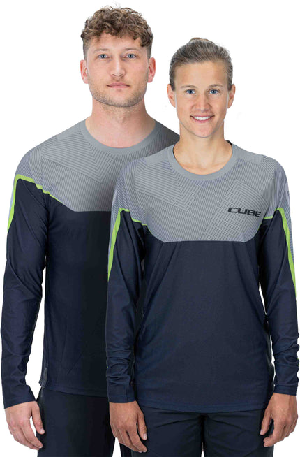 CUBE Edge Round Neck Jersey L/S Grey/Lime