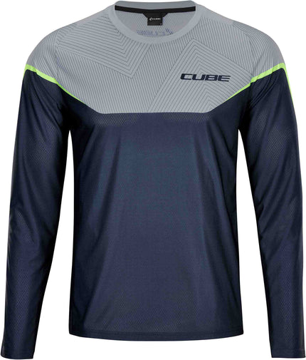 CUBE Edge Round Neck Jersey L/S Grey/Lime