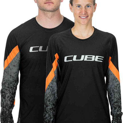 CUBE Edge Round Neck Jersey L/S Black/Orange
