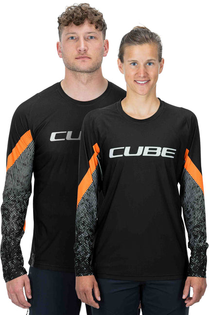 CUBE Edge Round Neck Jersey L/S Black/Orange