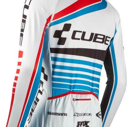 CUBE Teamline Jersey L/S White/Blue/Red