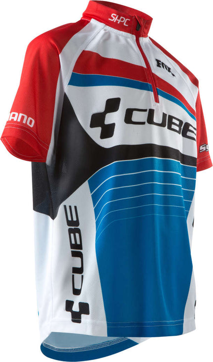 CUBE Junior Teamline Jersey S/S White/Blue/Red