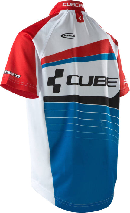 CUBE Junior Teamline Jersey S/S White/Blue/Red