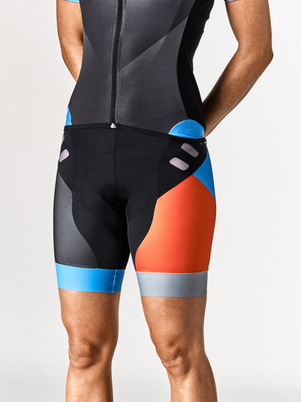 CUBE WS Black Zero Bib Shorts Black/Flashred/Blue