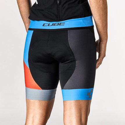 CUBE WS Black Zero Bib Shorts Black/Flashred/Blue