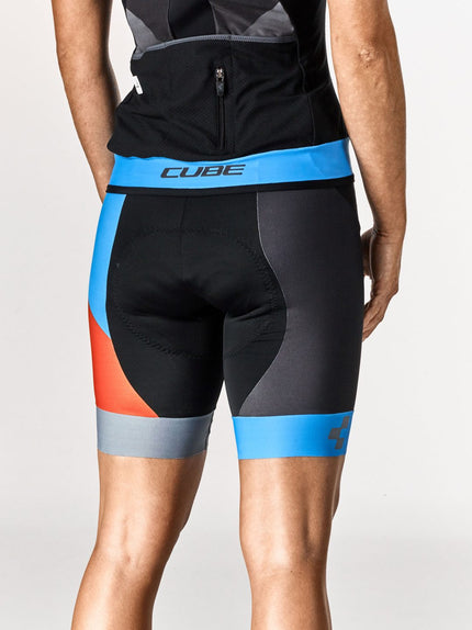CUBE WS Black Zero Bib Shorts Black/Flashred/Blue