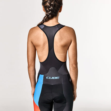 CUBE WS Black Zero Bib Shorts Black/Flashred/Blue
