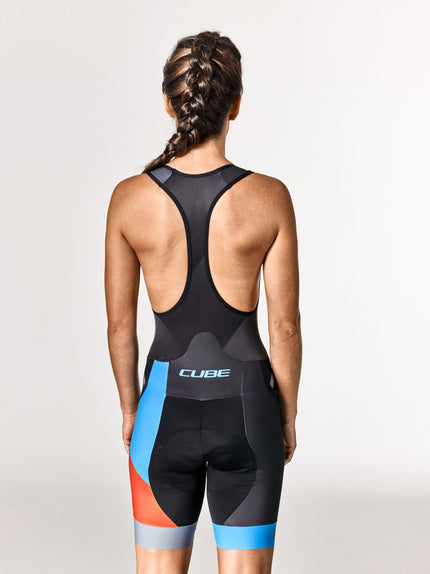 CUBE WS Black Zero Bib Shorts Black/Flashred/Blue
