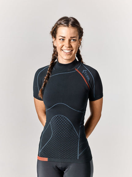 CUBE Wls Baselayer Cold S/S Blackline Blk/Gry/Red