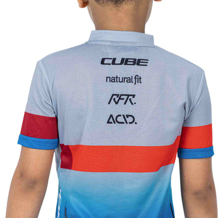 CUBE Junior Teamline Jersey S/S Blue/Red/Grey