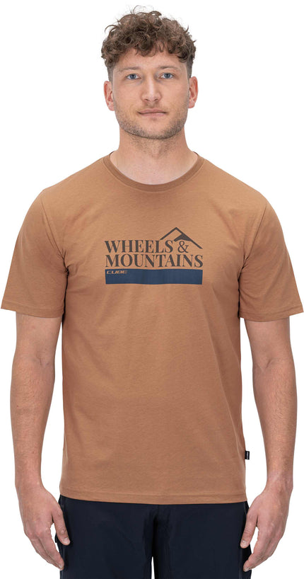 CUBE Organic T-Shirt Wheels & Mountains Brown
