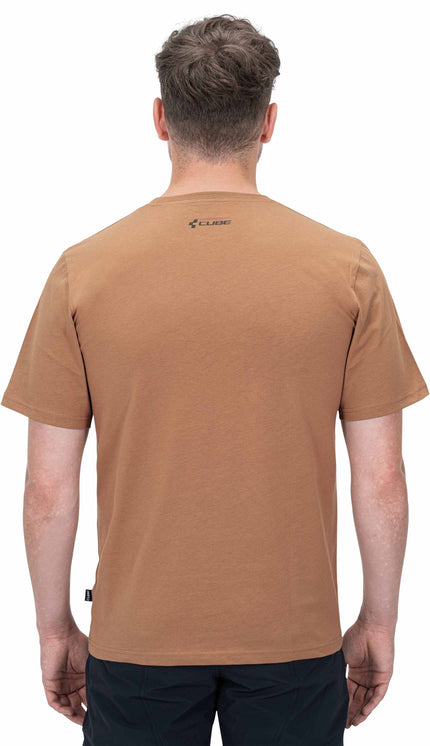 CUBE Organic T-Shirt Wheels & Mountains Brown