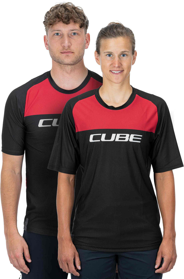CUBE Edge Round Neck Jersey S/S Black/Red