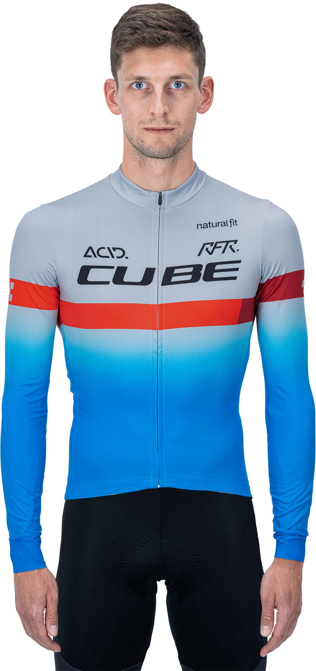 CUBE Teamline Jersey L/S Blue/Red/Grey