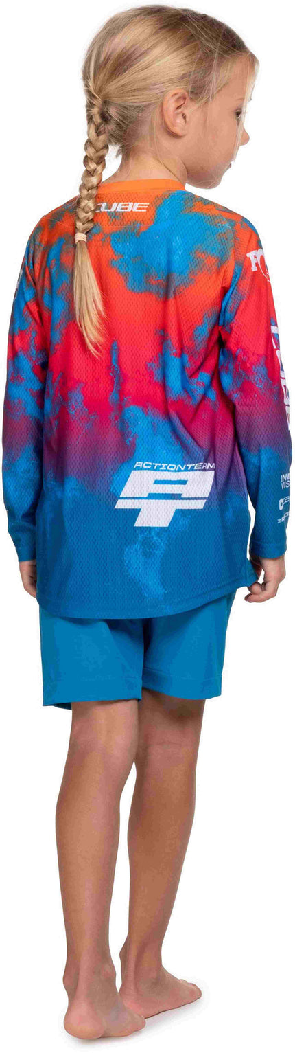 CUBE MTB JERSEY ROOKIE X ACTIONTEAM L/S BLUE/PINK/ORANGE