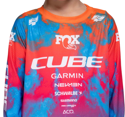 CUBE MTB JERSEY ROOKIE X ACTIONTEAM L/S BLUE/PINK/ORANGE