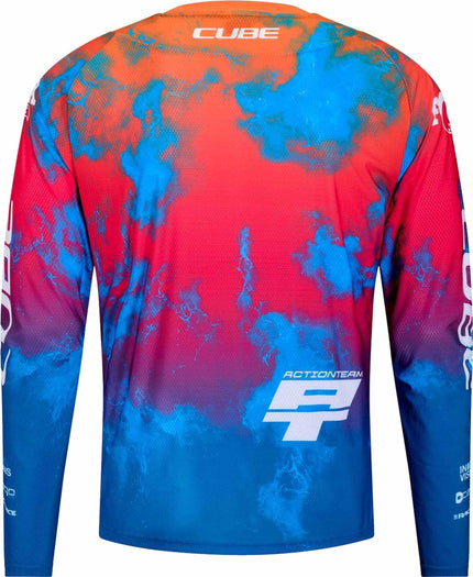 CUBE MTB JERSEY X ACTIONTEAM L/S BLUE/PINK/ORANGE