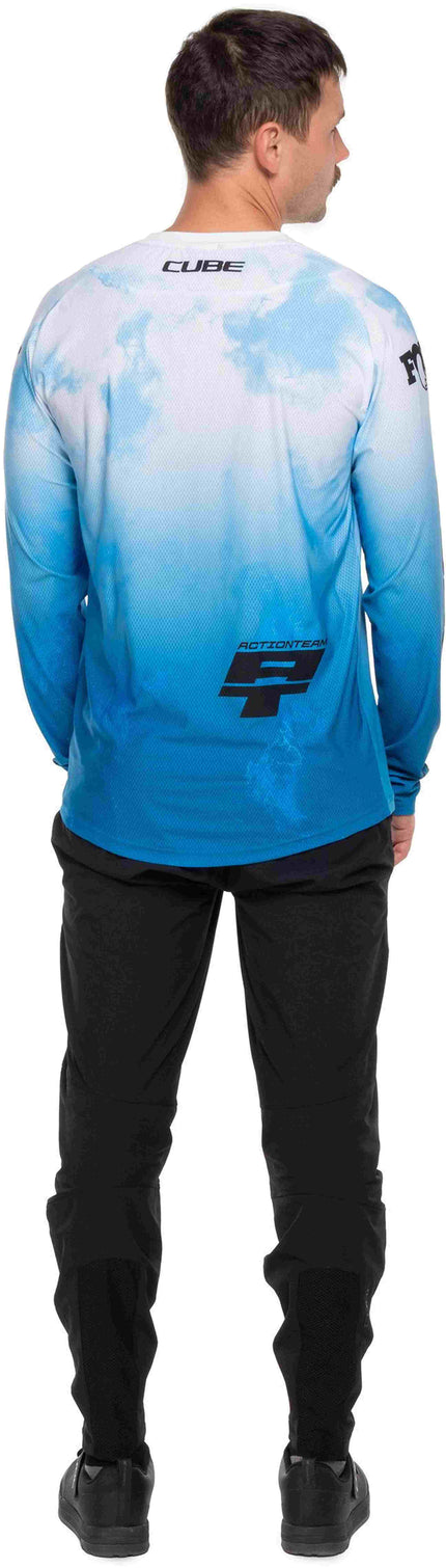 CUBE MTB JERSEY X ACTIONTEAM L/S TOPAS BLUE