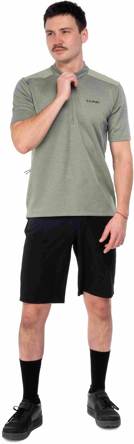 CUBE JERSEY HALF ZIP CMPT S/S GREEN