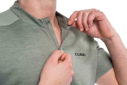 CUBE JERSEY HALF ZIP CMPT S/S GREEN