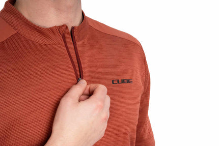 CUBE JERSEY HALF ZIP CMPT S/S RED
