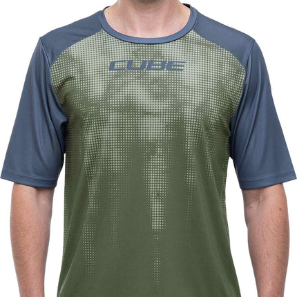 Cube Atx Round Neck Jersey Tm S/S Olive/Grey