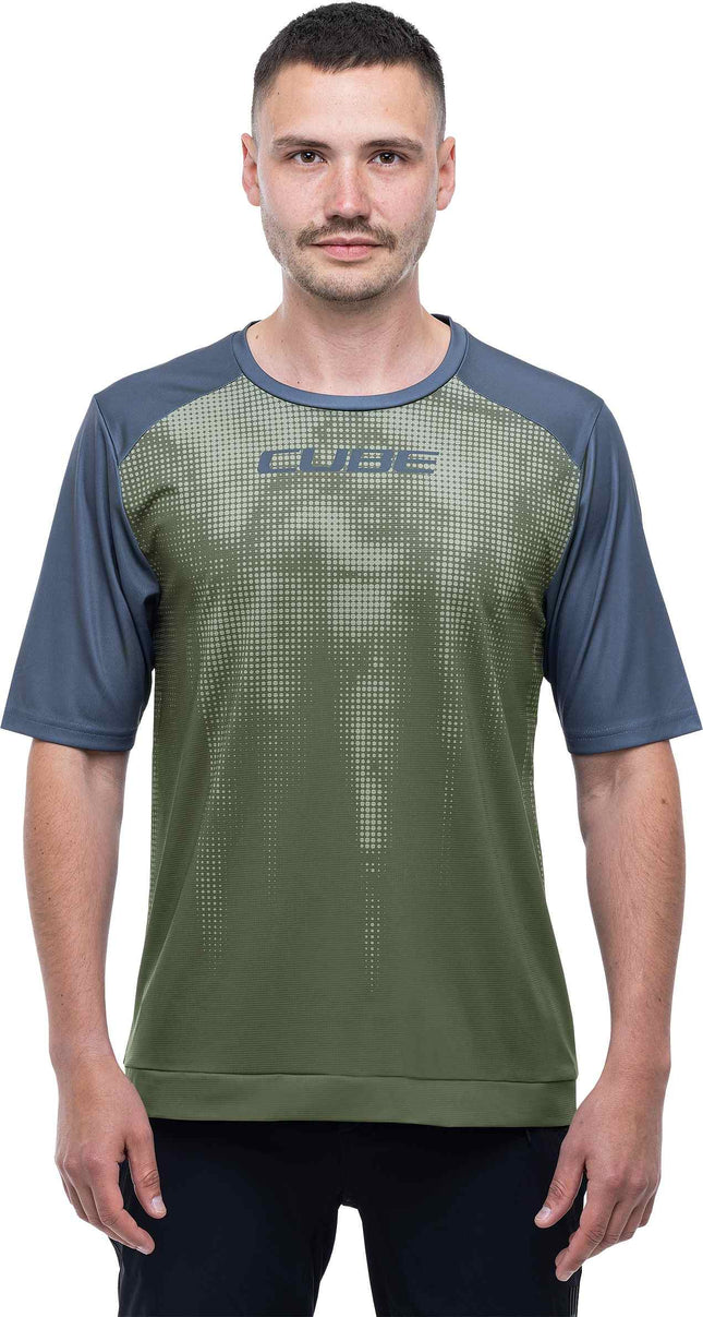Cube Atx Round Neck Jersey Tm S/S Olive/Grey
