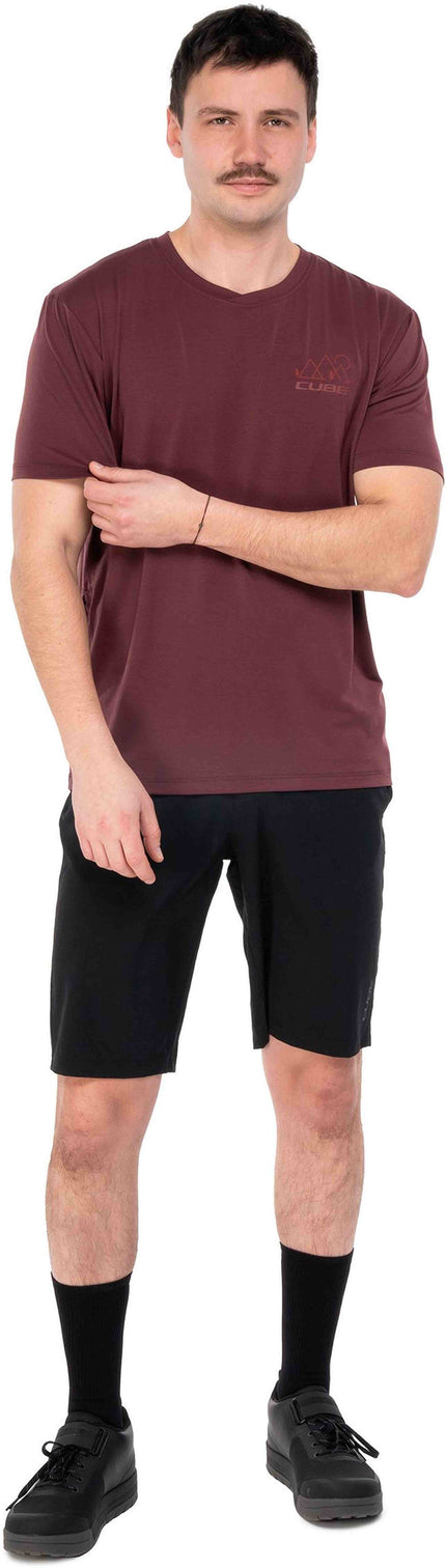 CUBE MTB ROUND NECK JERSEY SOFT TOUCH S/S BORDEAUX