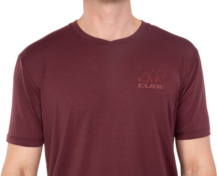 CUBE MTB ROUND NECK JERSEY SOFT TOUCH S/S BORDEAUX