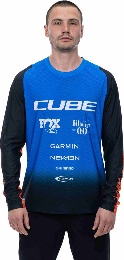 CUBE VERTEX ROUND NECK JERSEY X ACTIONTEAM L/S BLACK/BLUE