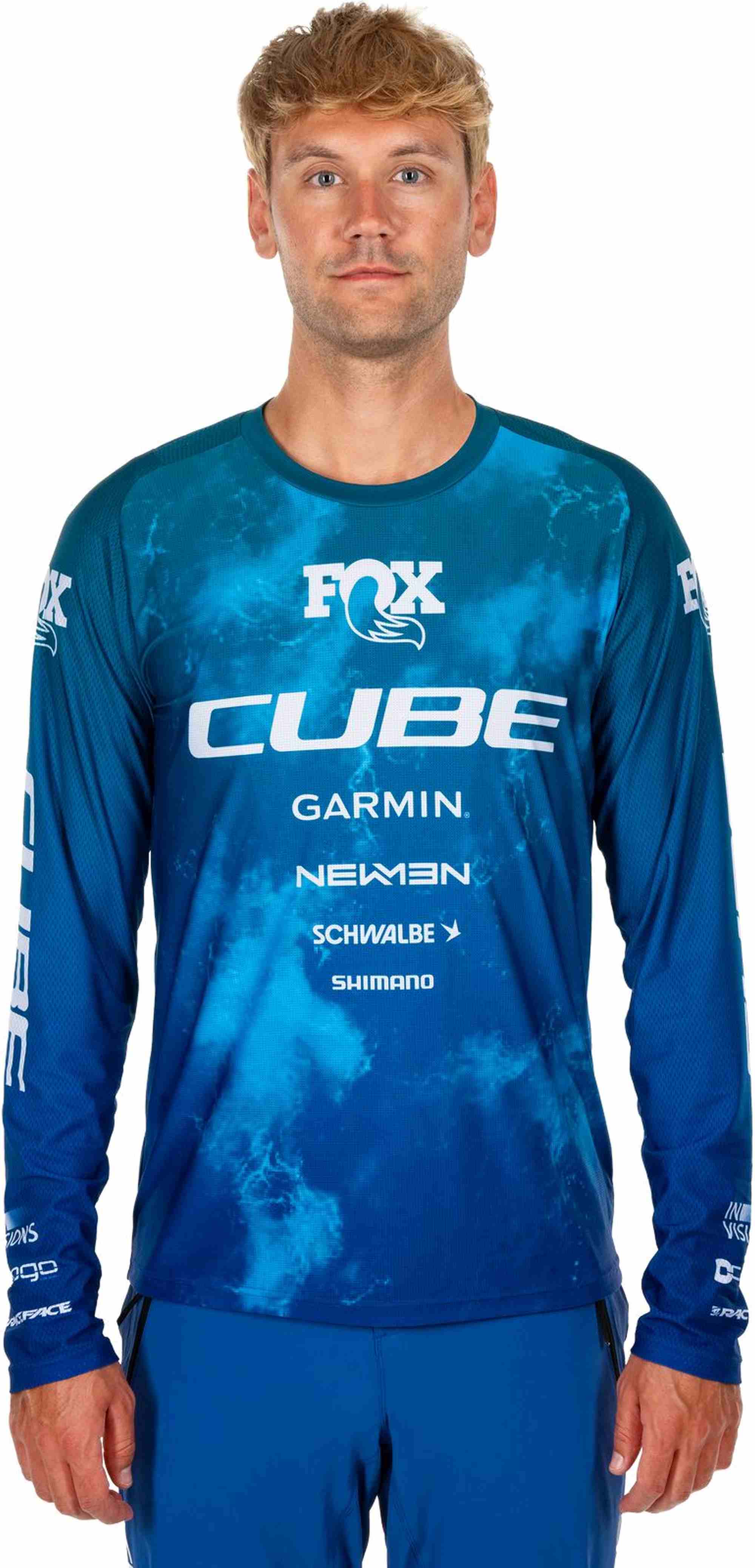 CUBE MTB JERSEY X ACTIONTEAM L S BLUE GREEN cubestores